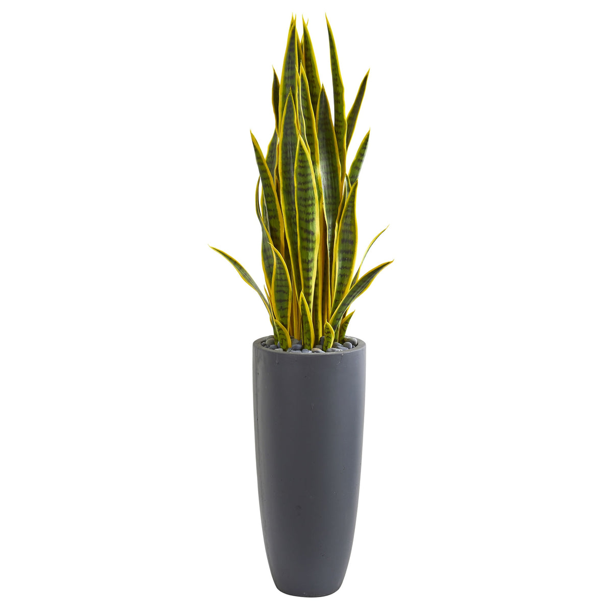 4.5' Sansevieria Artificial Plant in Gray Planter by Nearly Natural