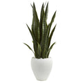 3.5' Sansevieria Artificial Plant in White Planter by Nearly Natural