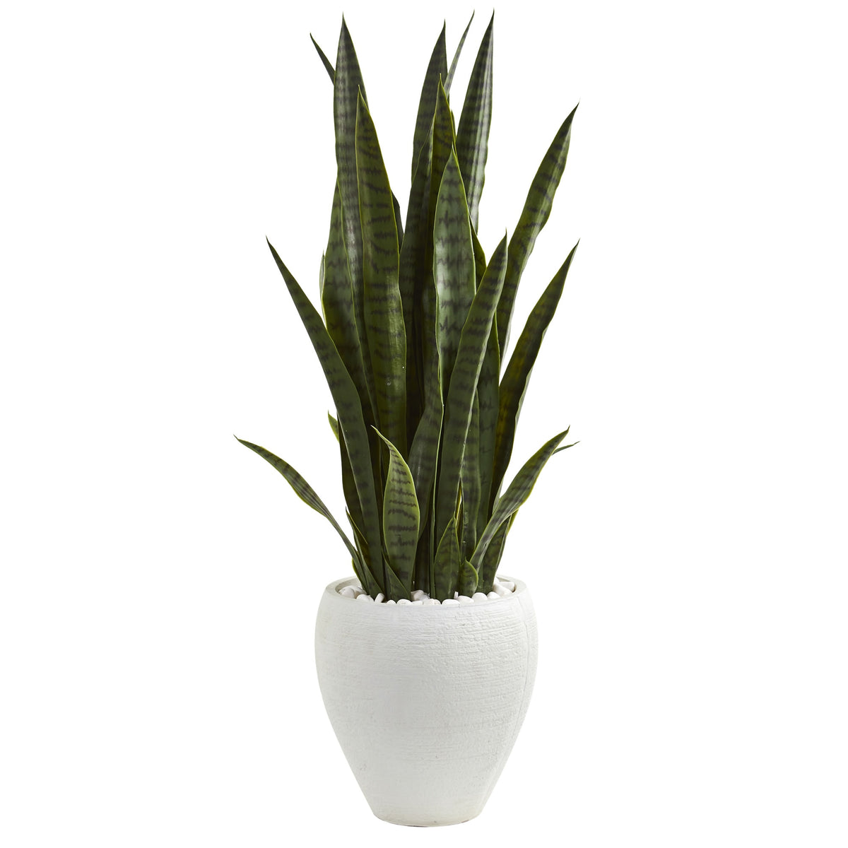 3.5' Sansevieria Artificial Plant in White Planter by Nearly Natural