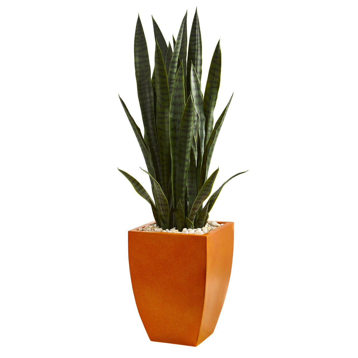 4' Sansevieria Artificial Plant in Orange Planter by Nearly Natural