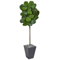 6' Fiddle Leaf Artificial Tree in Slate Finished Planter by Nearly Natural