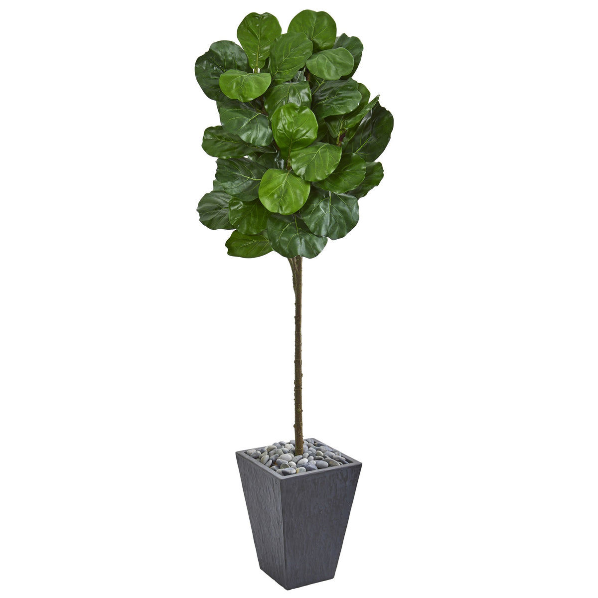 6' Fiddle Leaf Artificial Tree in Slate Finished Planter by Nearly Natural