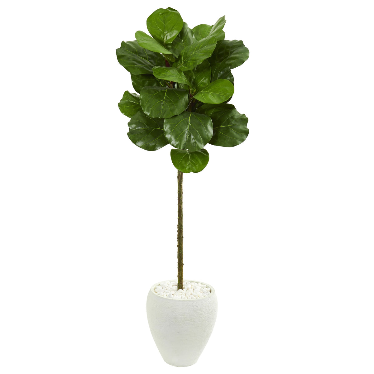 5' Fiddle Leaf Artificial Tree in White Planter by Nearly Natural