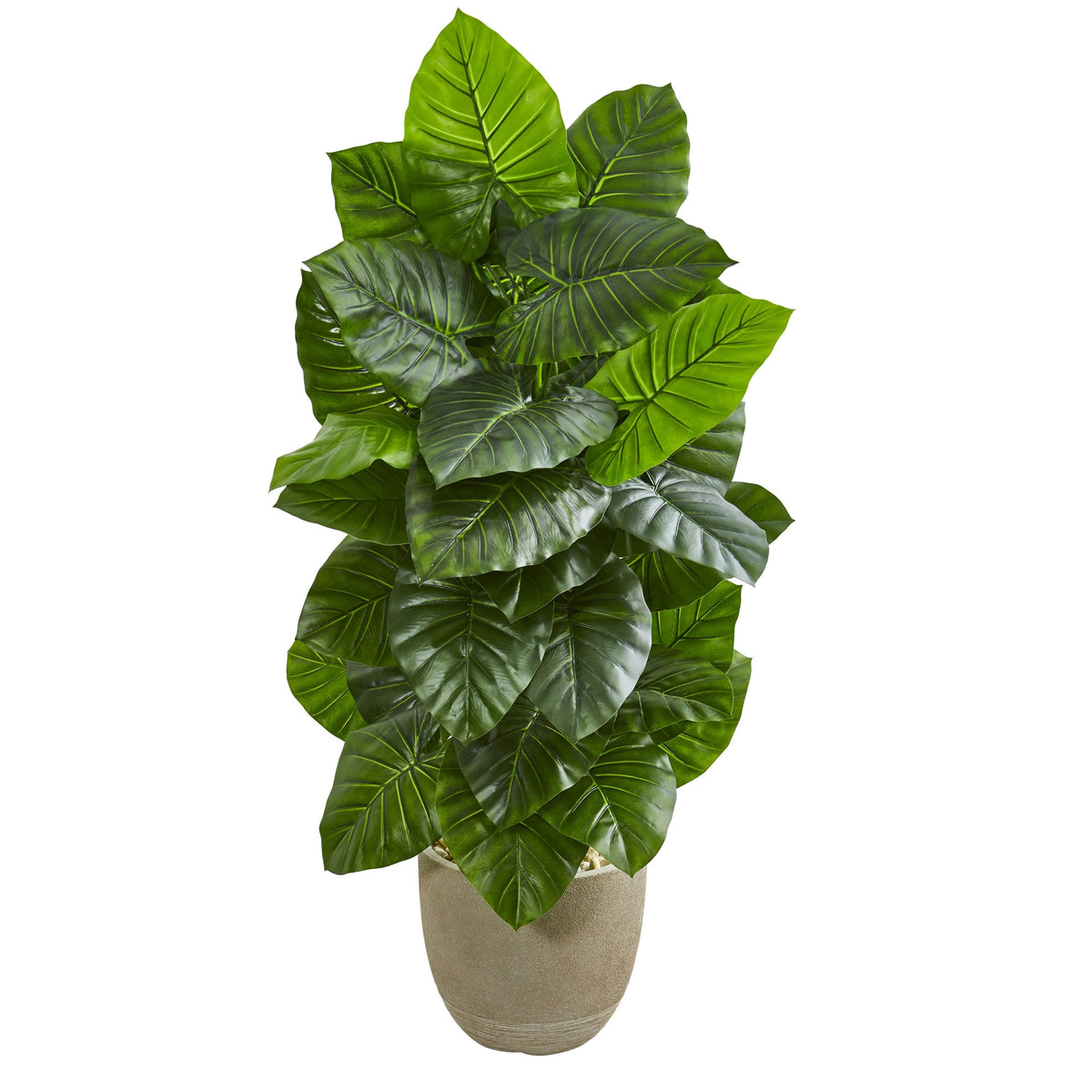 53" Taro Artificial Plant in Sand Stone Planter by Nearly Natural