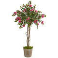 6' Bougainvillea Artificial Tree in Farmhouse Planter by Nearly Natural