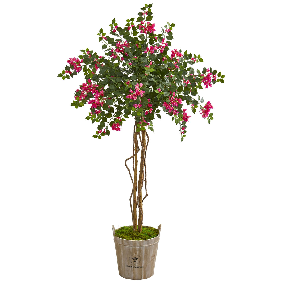 6' Bougainvillea Artificial Tree in Farmhouse Planter by Nearly Natural