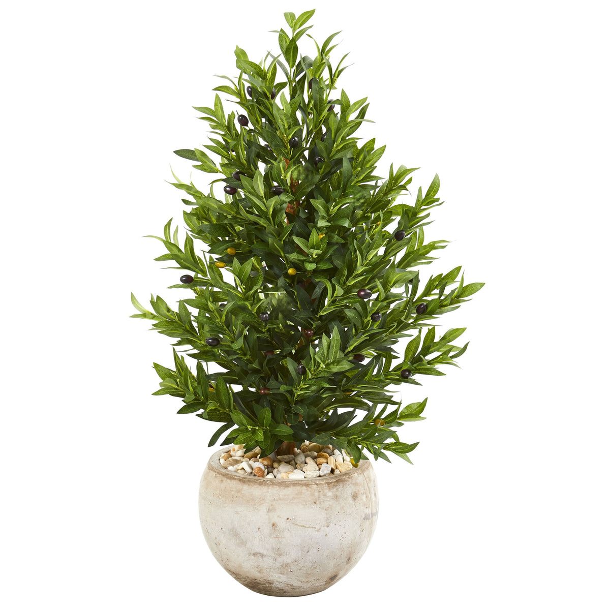 3' Olive Cone Artificial Tree in Planter UV (Indoor/Outdoor) by Nearly Natural