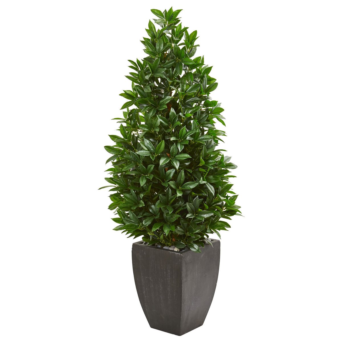 56" Bay Leaf Cone Topiary UV in Planter (Indoor/Outdoor) by Nearly Natural