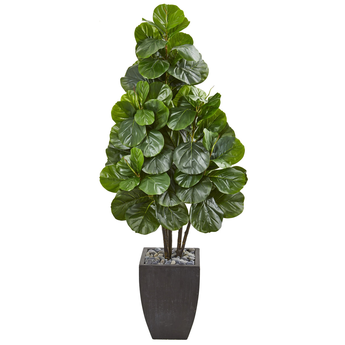 63' Fiddle Leaf Fig Artificial Tree in Black Planter by Nearly Natural