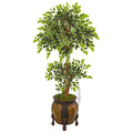 59" Variegated Ficus Artificial Tree in Decorative Planter by Nearly Natural