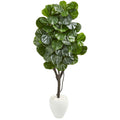 68" Fiddle Leaf Fig Artificial Tree in White Planter by Nearly Natural