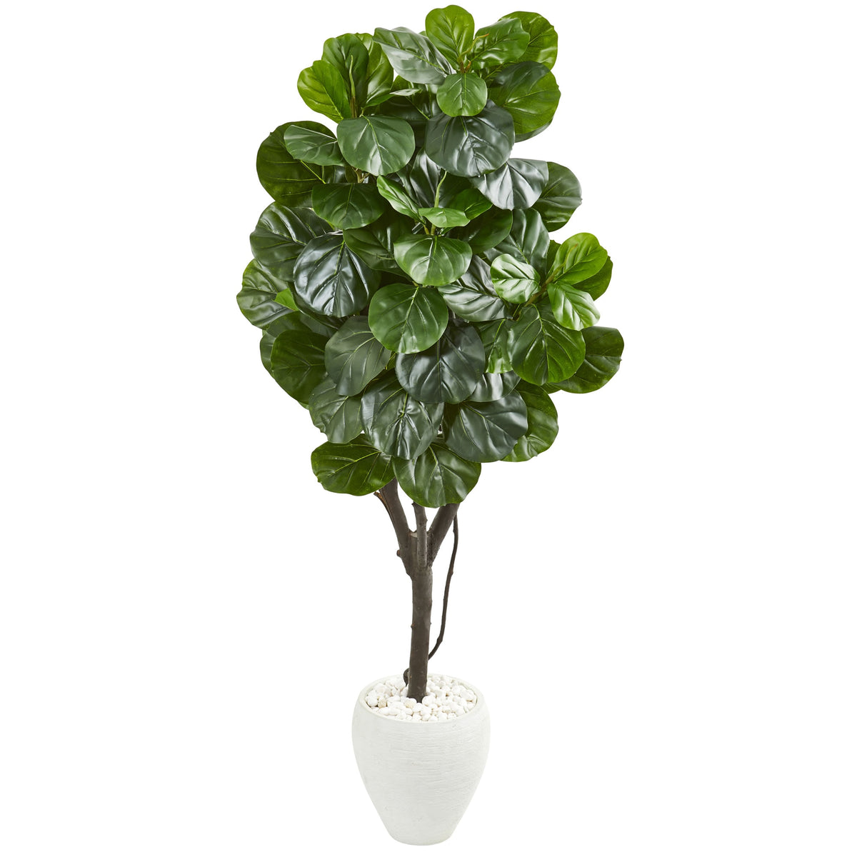 68" Fiddle Leaf Fig Artificial Tree in White Planter by Nearly Natural