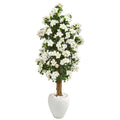5' Azalea Artificial Tree in White Planter by Nearly Natural
