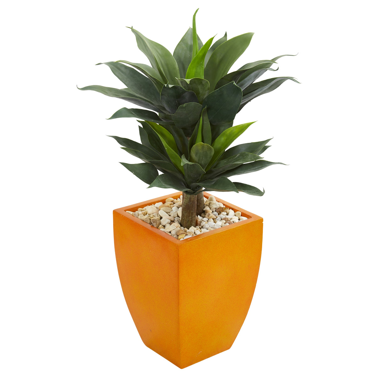 3' Double Agave Succulent Artificial Plant in Orange Planter by Nearly Natural