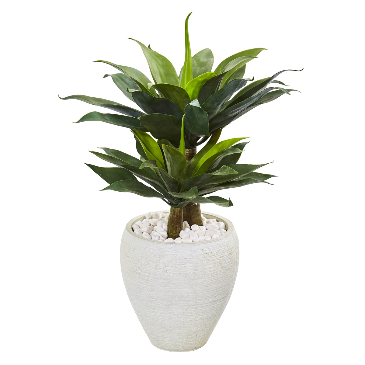 33" Double Agave Succulent Artificial Plant in White Planter by Nearly Natural
