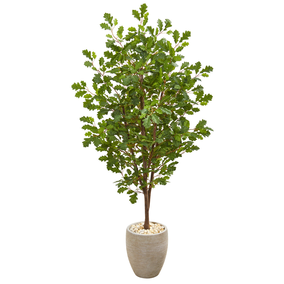 69" Oak Artificial Tree in Sand Colored Planter by Nearly Natural