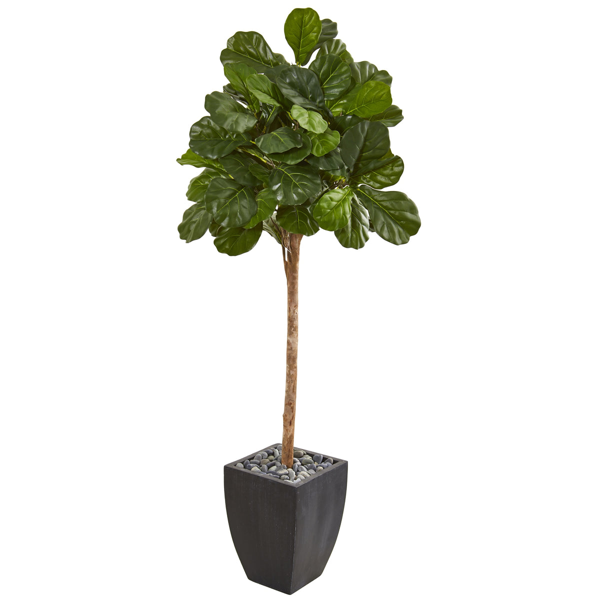 71" Fiddle Leaf Fig Artificial Tree in Black Planter by Nearly Natural