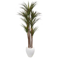 70" Giant Yucca Tree in White Planter UV Resistant by Nearly Natural