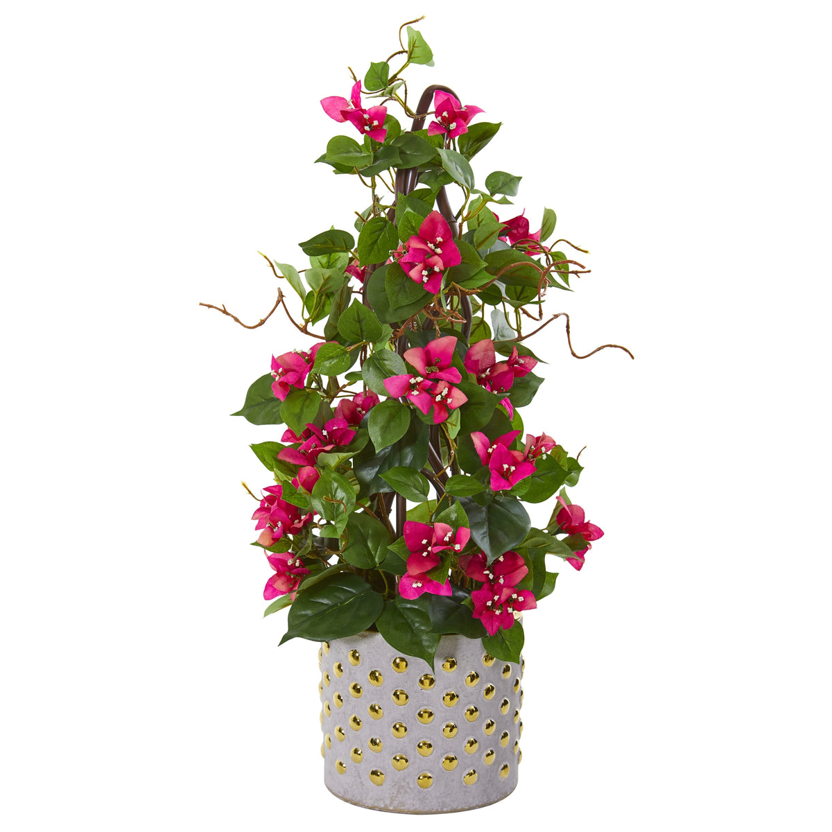 25" Bougainvillea Artificial Climbing Plant in Designer Vase by Nearly Natural