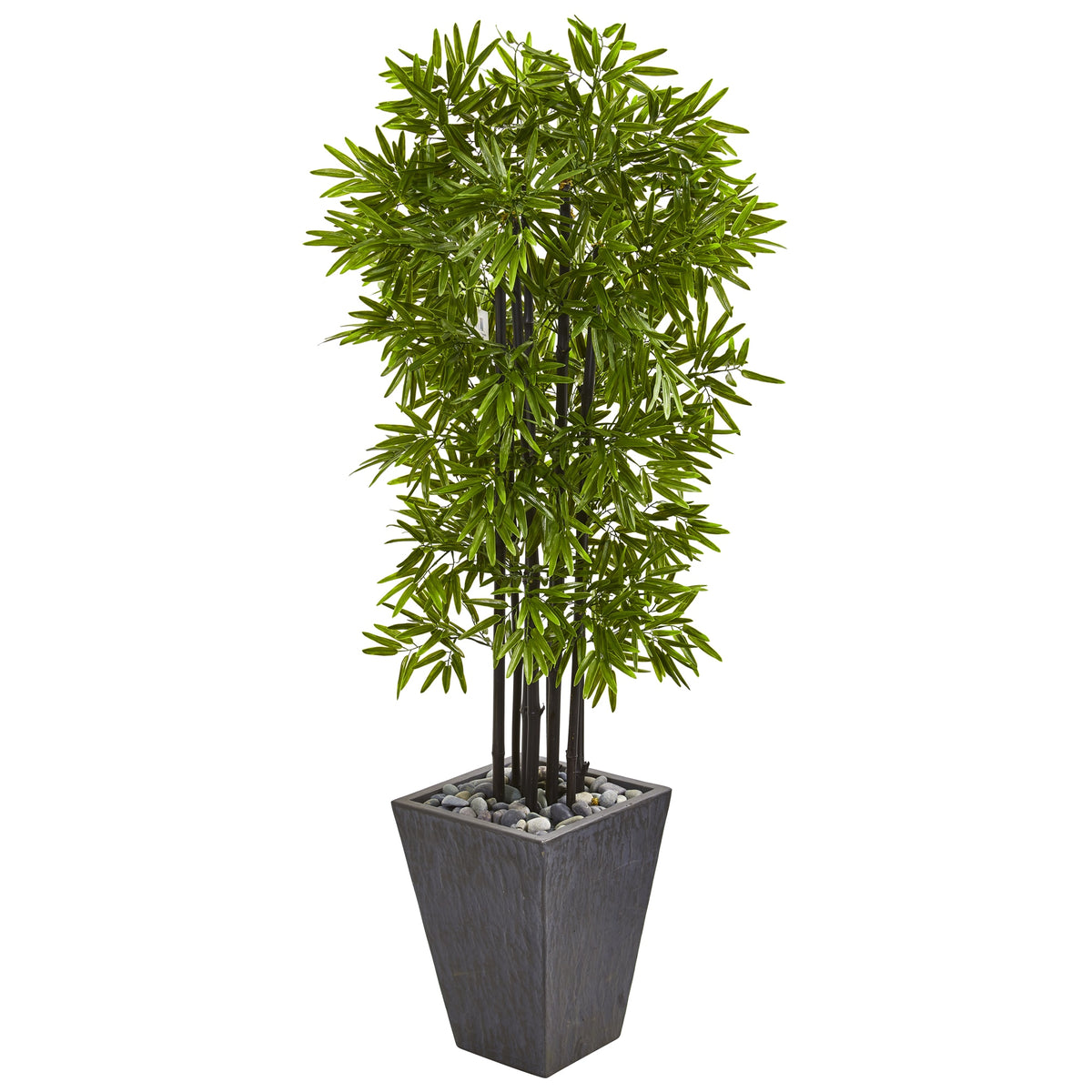 61" Bamboo Tree in Slate Planter UV Resist (Indoor/Outdoor) by Nearly Natural