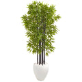 5' Bamboo Tree in White Planter UV Resist (Indoor/Outdoor) by Nearly Natural