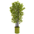 57" Bamboo Tree in Green Planter UV Resist (Indoor/Outdoor) by Nearly Natural