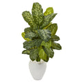 48" Dieffenbachia Plant in White Planter (Real Touch) by Nearly Natural