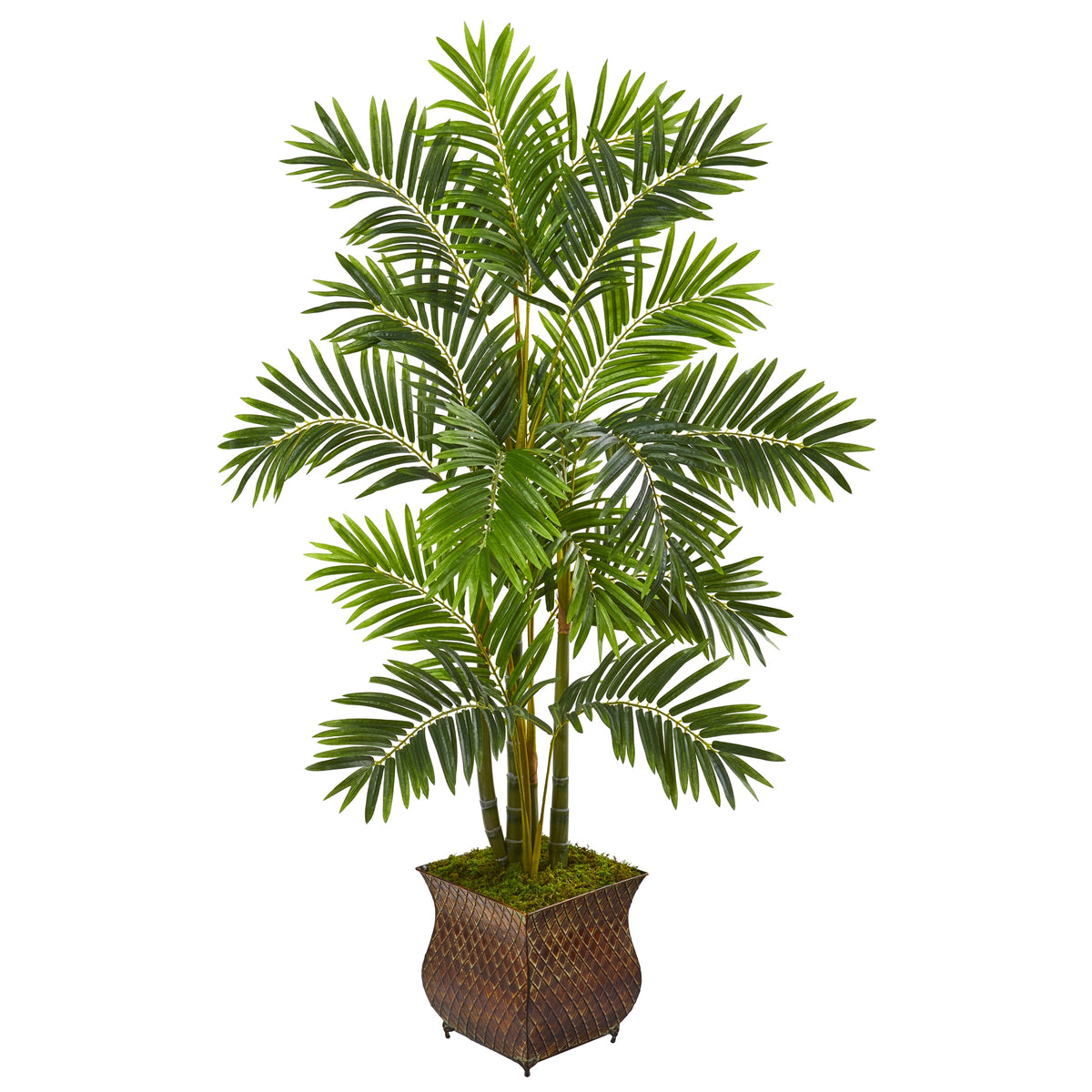 60" Areca Palm Artificial Tree in Metal Planter by Nearly Natural