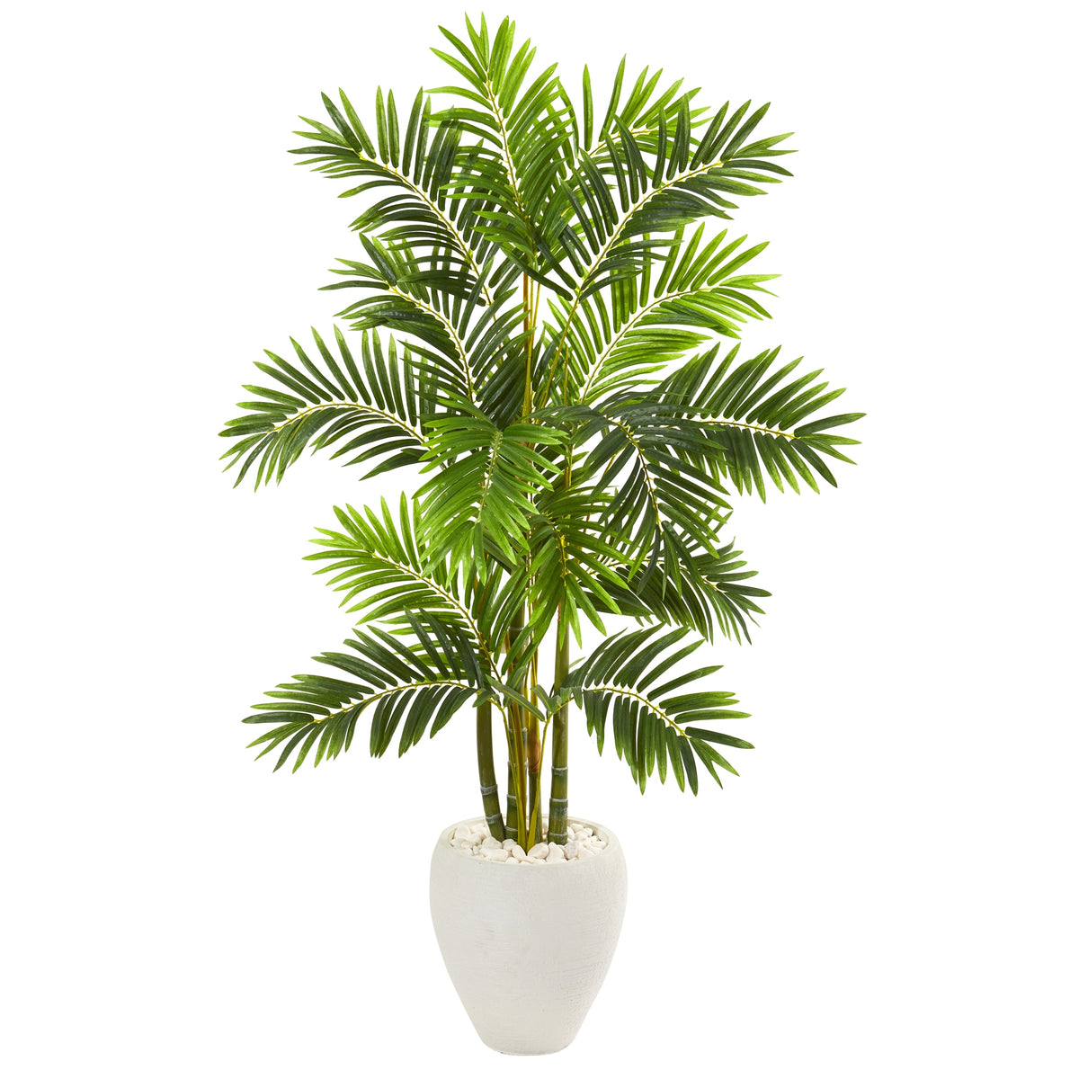 63" Areca Palm Artificial Tree in White Planter by Nearly Natural