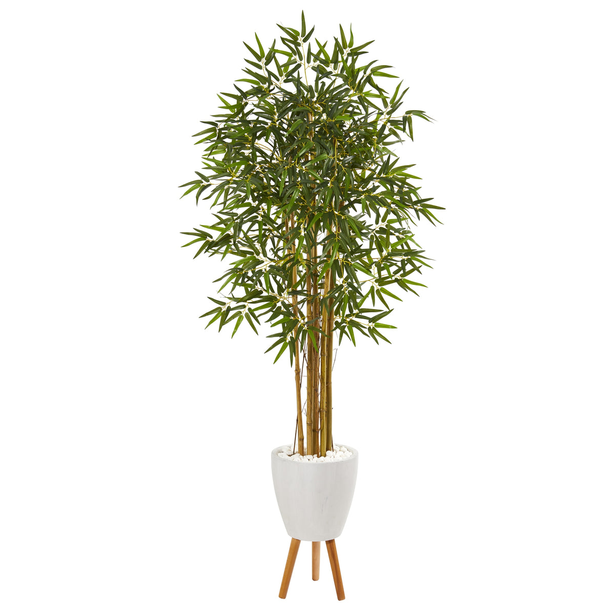 74" Multi Bambusa Bamboo Tree in Planter with Stand by Nearly Natural