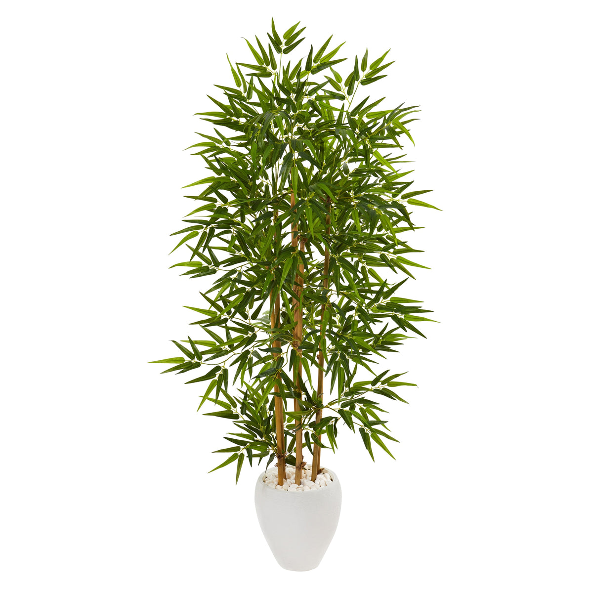 63" Bamboo Artificial Tree in White Planter by Nearly Natural