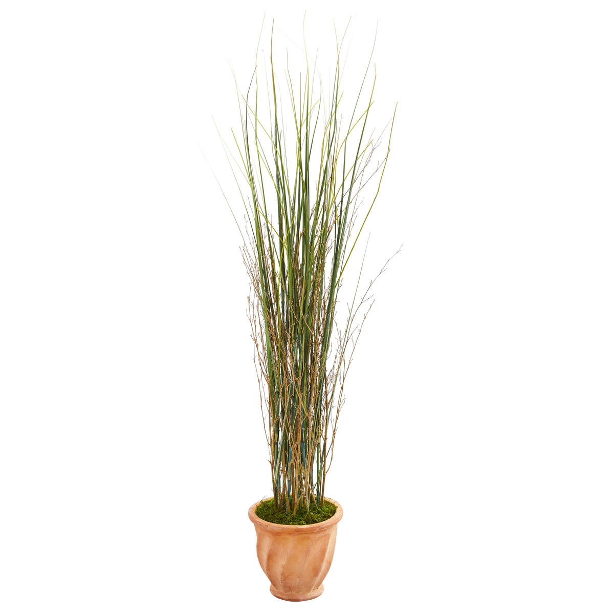 41" Grass and Bamboo Plant in Terra-cotta  Planter by Nearly Natural