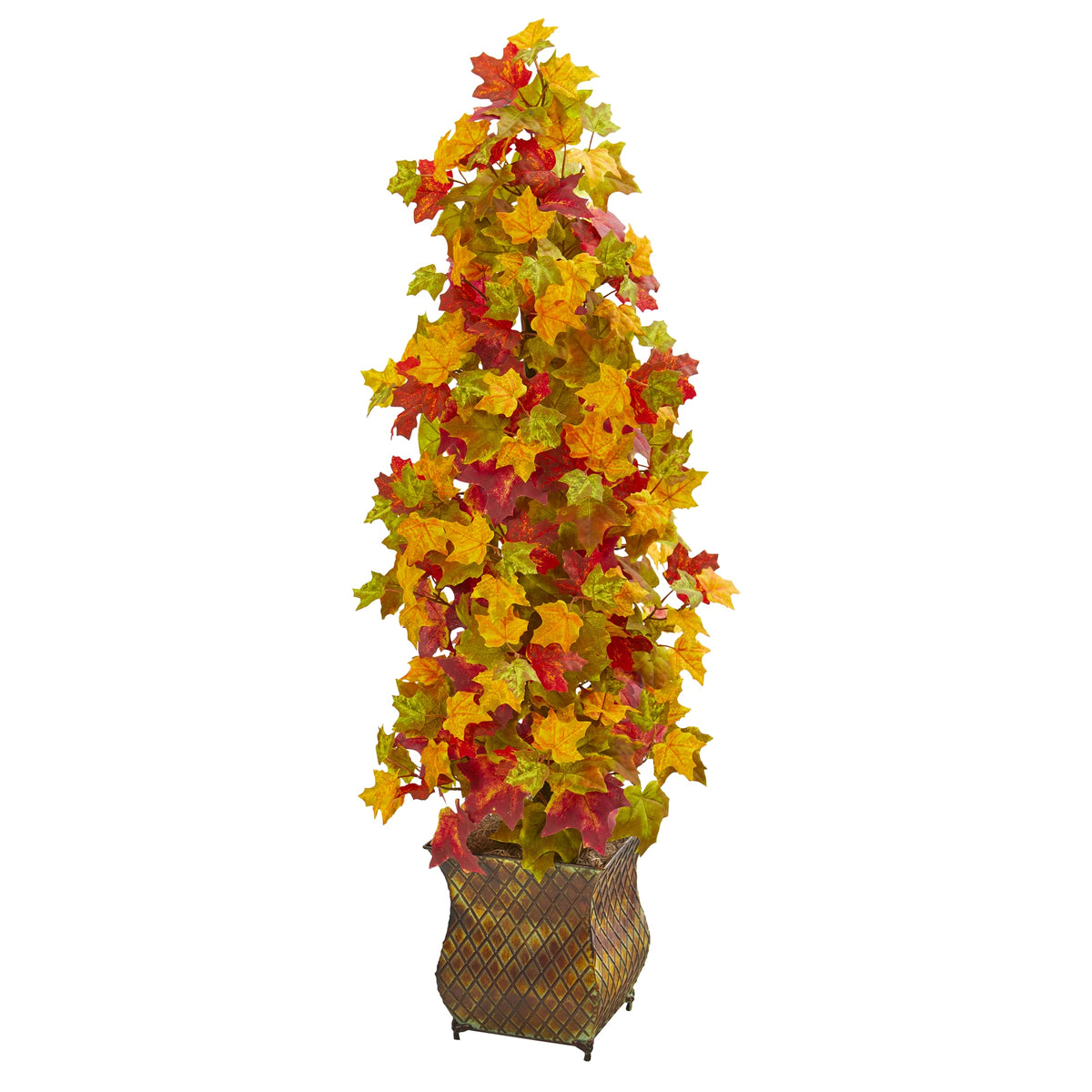 41" Autumn Maple Artificial Tree in Decorative Metal Planter by Nearly Natural