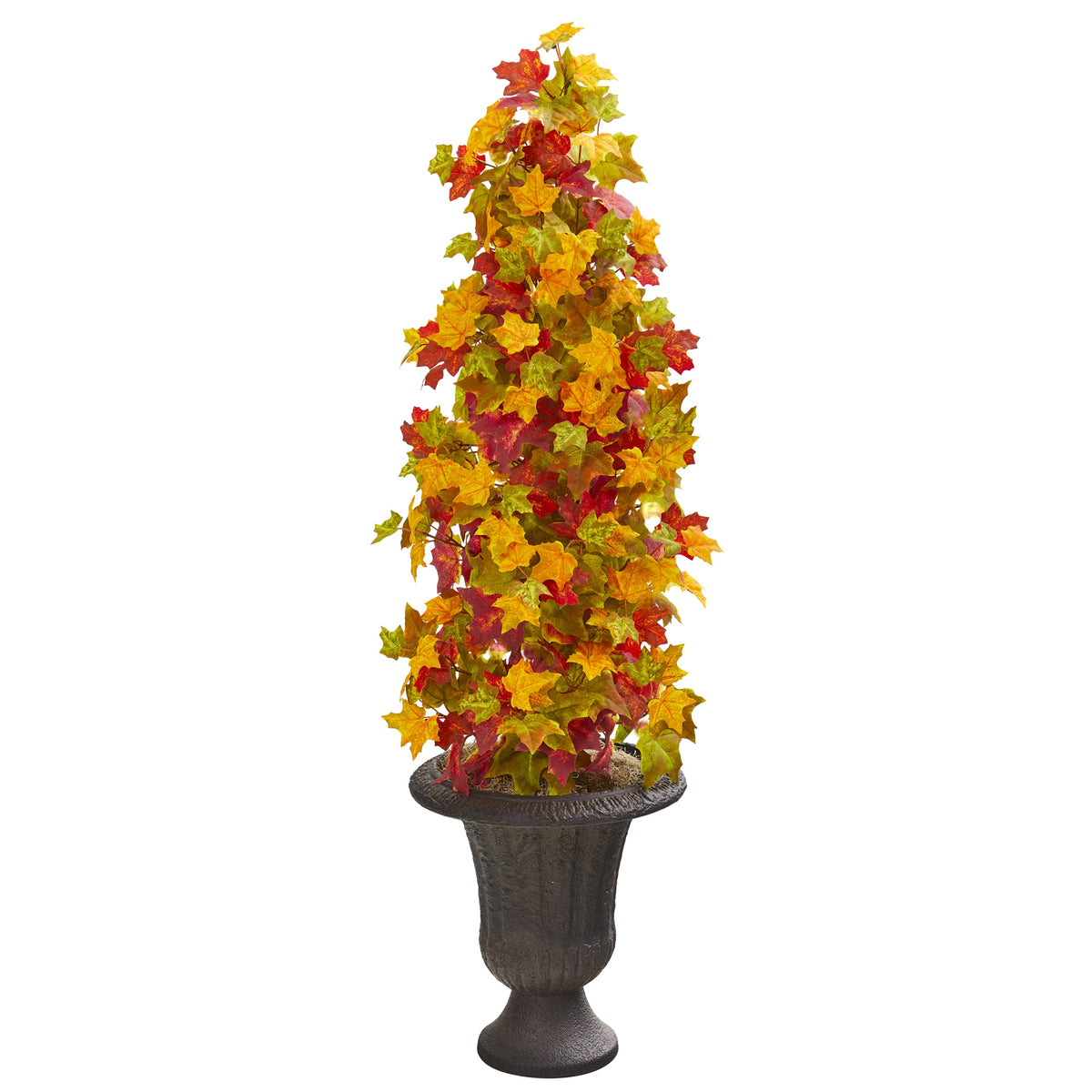47" Autumn Maple Artificial Tree in Decorative Brown Urn by Nearly Natural