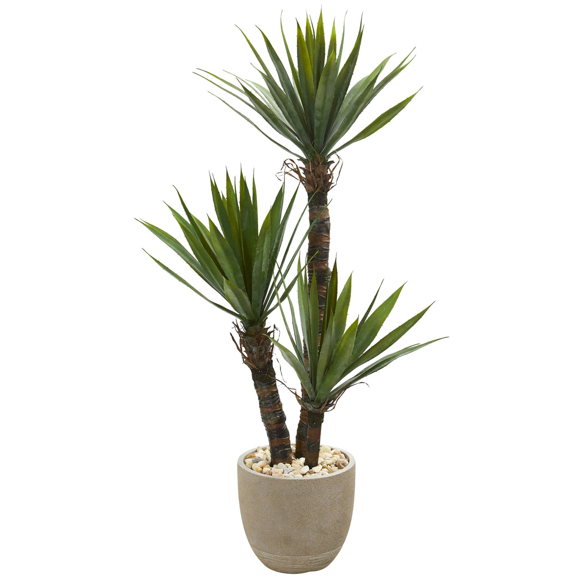 56" Yucca Artificial Tree in Sandstone Planter by Nearly Natural