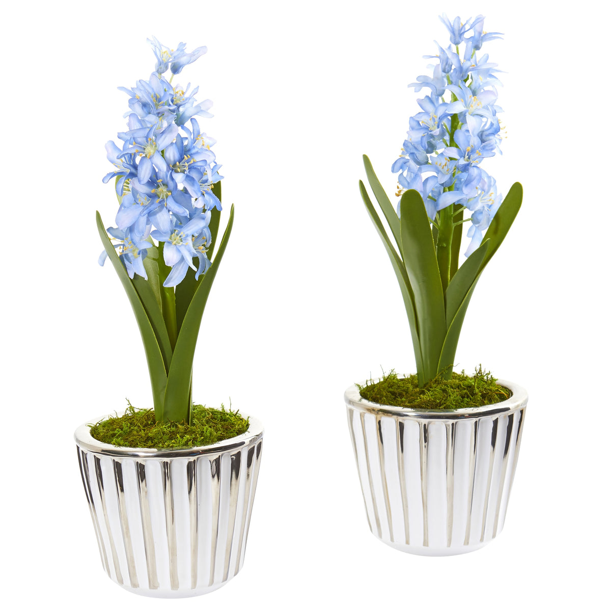 13" Hyacinth Arrangement in White Vase (Set of 2) by Nearly Natural