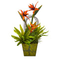 20" Tropical and Succulent Arrangement in Green Vase by Nearly Natural