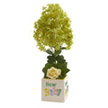 21" Peegee Hydrangea and Rose Artificial Arrangement in Vase by Nearly Natural