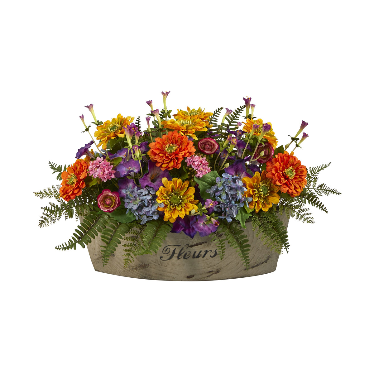 18" Mixed Flowers Artificial Arrangement in Decorative Vase by Nearly Natural
