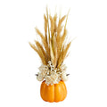 21" Dried Wheat and Pumpkin Arrangement in Pumpkin Vase by Nearly Natural