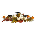 22" Fall Pumpkin and Maple Leaf Autumn Candelabrum by Nearly Natural