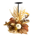 12" Autumn Harvest and Pumpkin Fall Candle Holder by Nearly Natural