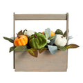 10" Fall Pumpkin Autumn Arrangement in Wood Basket by Nearly Natural