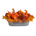 12" Pumpkin Harvest Artificial Arrangement in Washed Vase by Nearly Natural