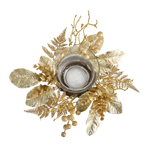 10" Golden Artificial Christmas Candelabrum by Nearly Natural