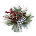 12" Christmas Frosted Pine Cones and Berries Arrangement by Nearly Natural