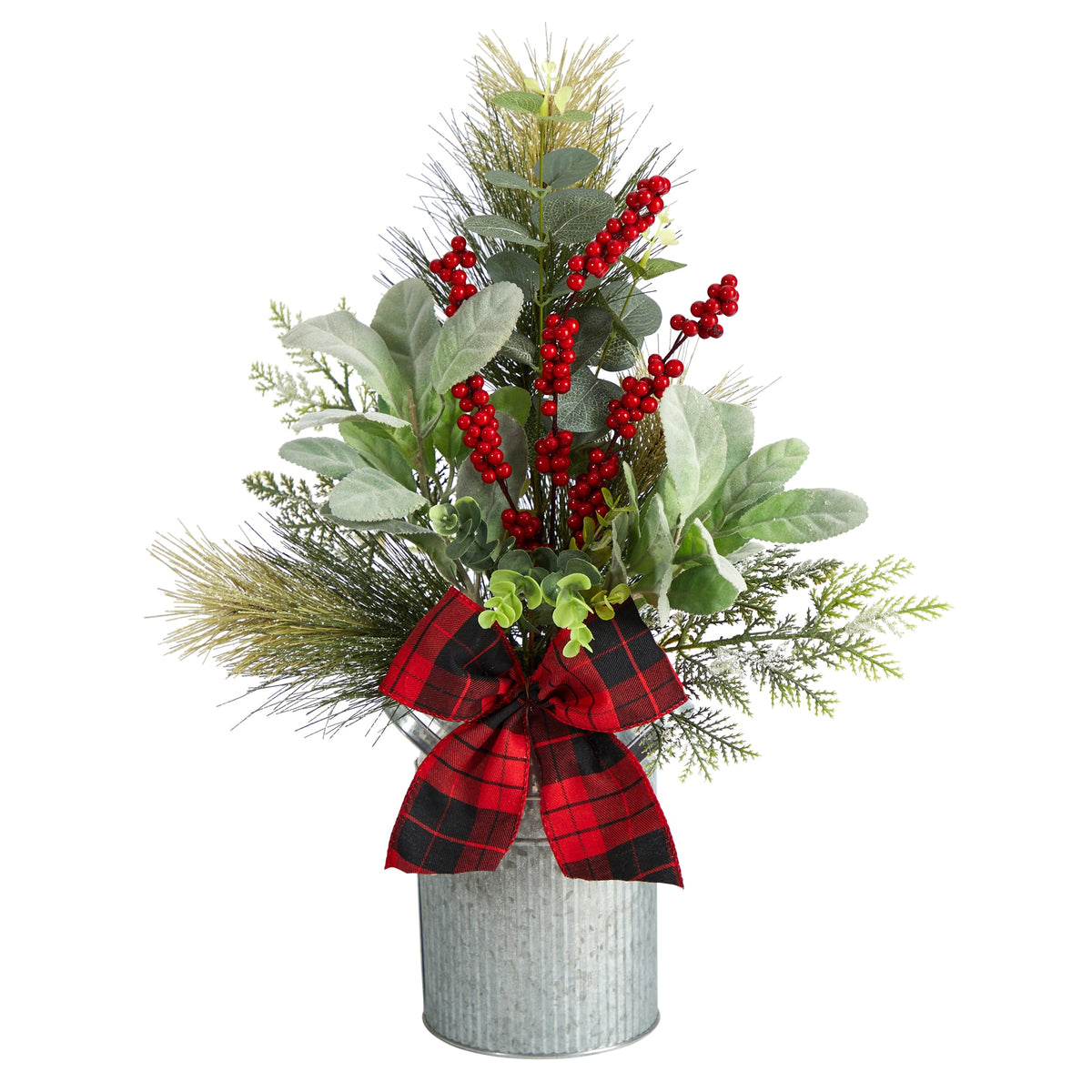 20" Berries and Pine Arrangement by Nearly Natural