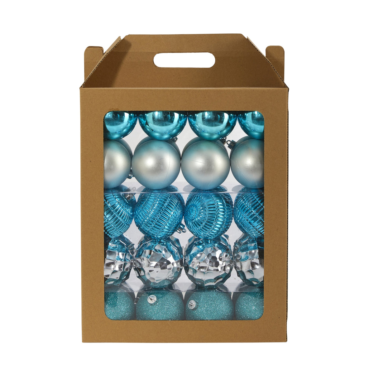 Holiday Shatterproof 40 Count Xmas Tree Ornament Set 80mm by Nearly Natural in Blue