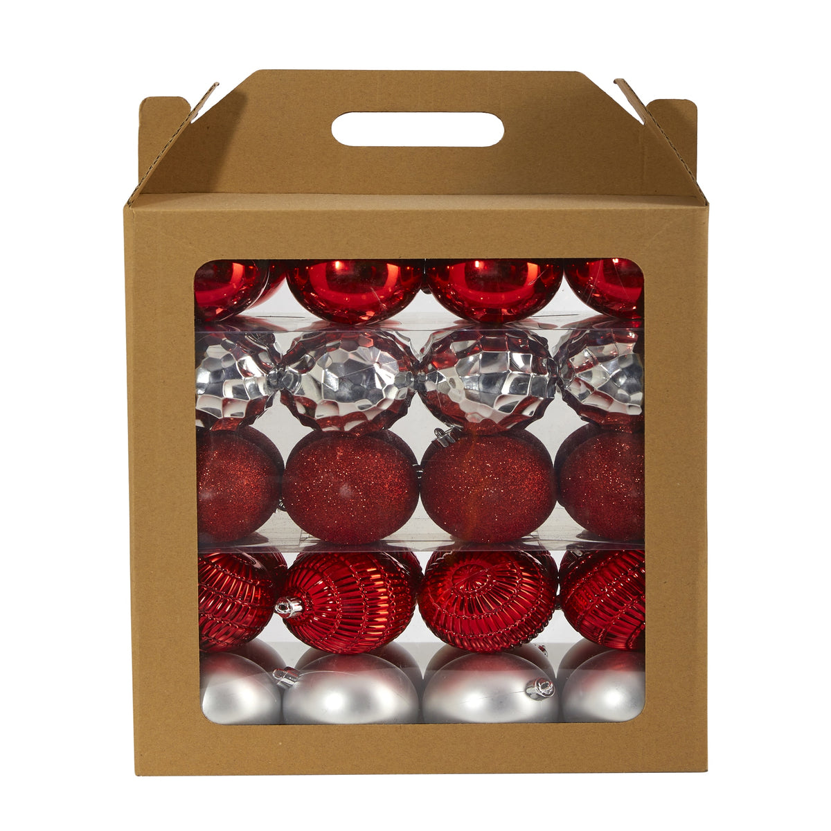 Holiday Shatterproof 40 Count Xmas Tree Ornament Set 80mm by Nearly Natural in Red