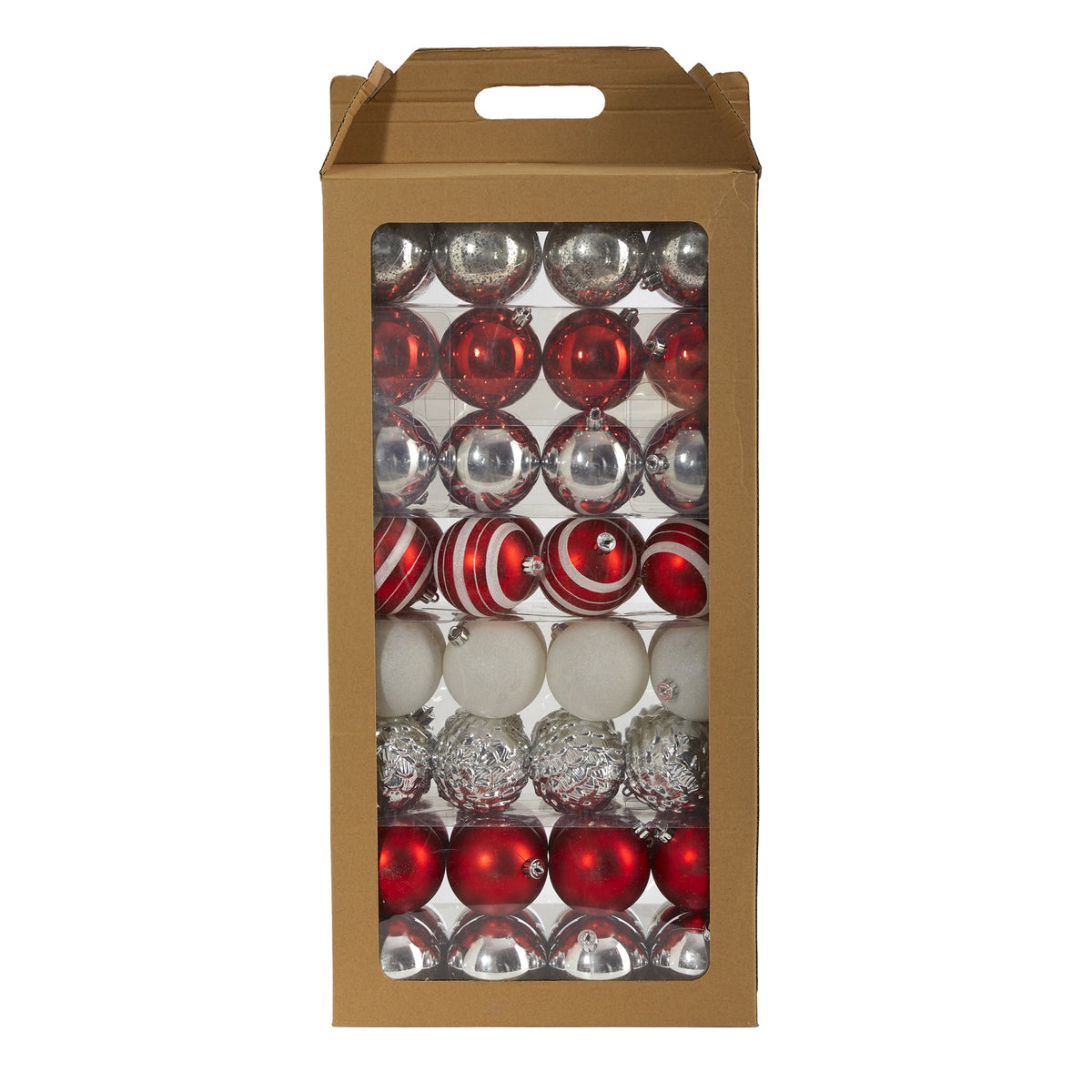 Holiday Shatterproof 64 Count Xmas Tree Ornament Set 80mm by Nearly Natural in Red